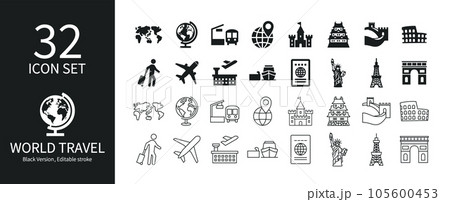 世界旅行に関連したアイコンセット 世界旅行に関連したアイコンセット 105600453