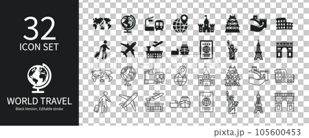 世界旅行に関連したアイコンセット 世界旅行に関連したアイコンセット 105600453