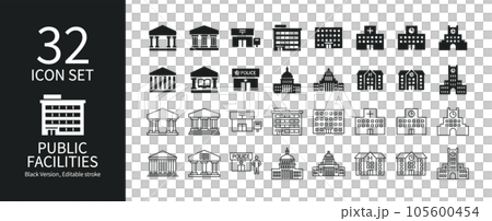 様々な公共施設アイコンセット 105600454