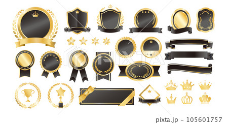 高級感のあるメダル ベクター素材 セット 黒 文字なし 105601757