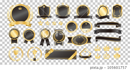 高級感のあるメダル ベクター素材 セット 黒 文字なし 105601757