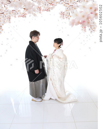 和装婚礼、和装フォトウエディング、フォトスタジオ撮影、白無垢・紋付袴 105602502