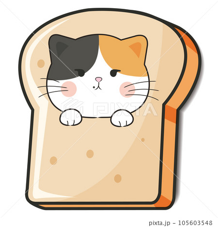 cartoon tricolor bread cat 105603548