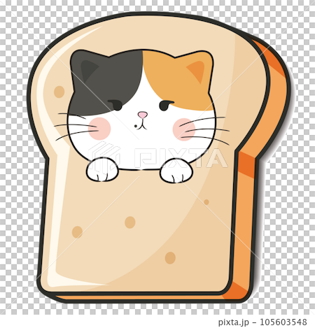 cartoon tricolor bread cat 105603548