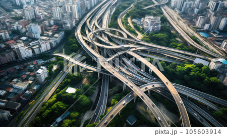 Aerial view of highway in the city Aerial view of highway in the city 105603914