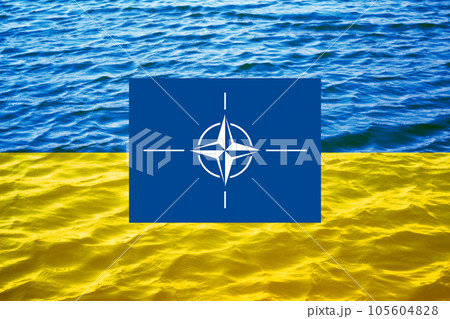NATO support Ukraine concept. Ukrainian flag. War between Russia and Ukraine. Ukraine flag. Vilnius summit 2023 NATO support Ukraine concept. Ukrainian flag. War between Russia and Ukraine. Ukraine flag. Vilnius summit 2023 105604828