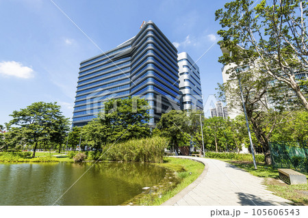 Building view of the Taipei Far Eastern Telecom Park (Tpark) in New Taipei City, Taiwan. Building view of the Taipei Far Eastern Telecom Park (Tpark) in New Taipei City, Taiwan. 105606543