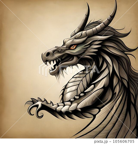 Dragon vintage sketch  105606705