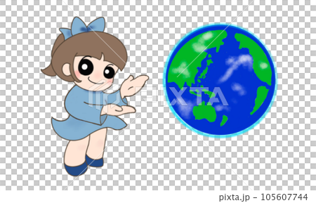 一個女孩介紹美麗地球的插圖 一個女孩介紹美麗地球的插圖 105607744