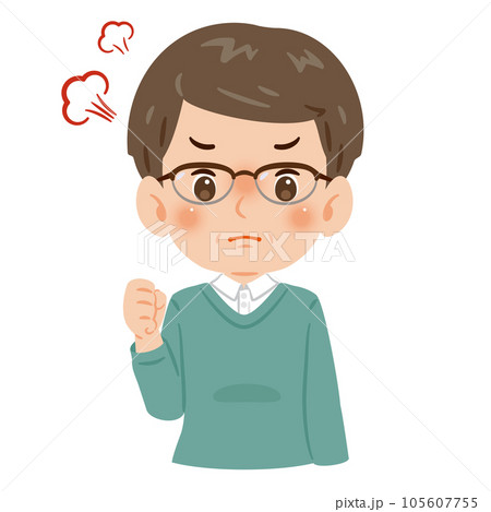 怒る　中高年の男性　上半身 105607755