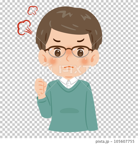怒る　中高年の男性　上半身 105607755