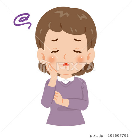 困る　中高年の女性　上半身 105607791