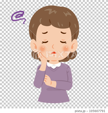 困る　中高年の女性　上半身 105607791