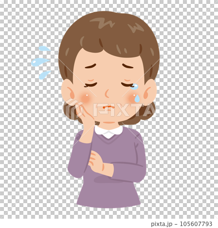 泣く　中高年の女性　上半身 105607793