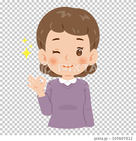 OK標誌中年婦女上半身 OK標誌中年婦女上半身 105607812