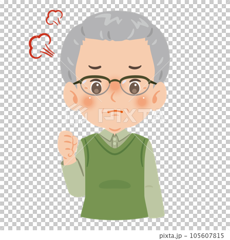 怒る　高齢者の男性　上半身 105607815