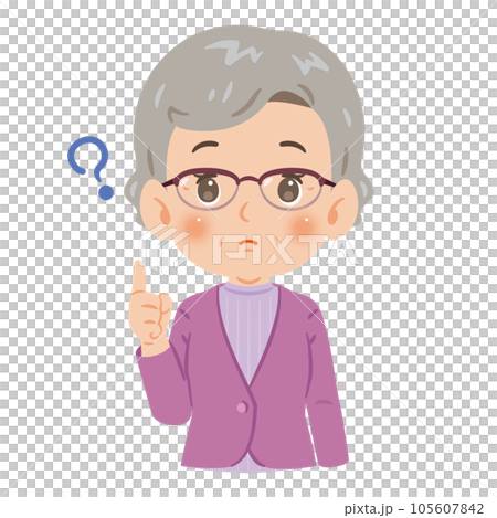 Doubt elderly woman upper body 105607842