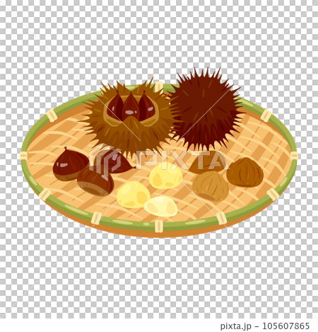 Chestnuts on a bamboo basket 1 105607865