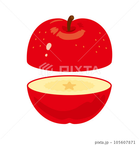 半分にカットされたりんご 105607871