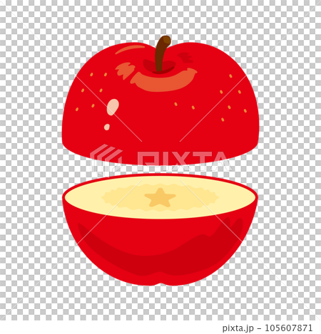 半分にカットされたりんご 105607871