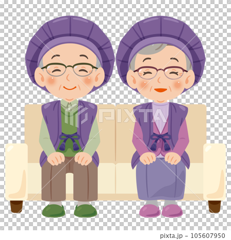 穿著 Chanchanko 坐在沙發上的老年男女 2 105607950