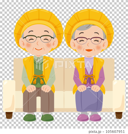 穿著 chanchanko 坐在沙發上的老年男女 1 105607951