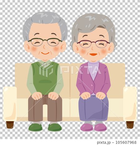 Elderly men and women sitting on the sofa 1 Elderly men and women sitting on the sofa 1 105607968