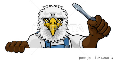 Eagle Electrician Handyman Holding Screwdriver Eagle Electrician Handyman Holding Screwdriver 105608013