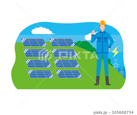 太陽光発電と男性作業員 太陽光発電と男性作業員 105608734