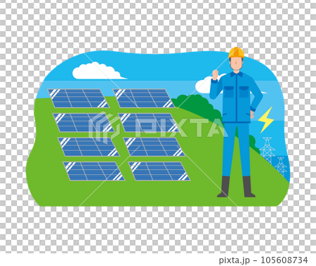 太陽光発電と男性作業員 太陽光発電と男性作業員 105608734