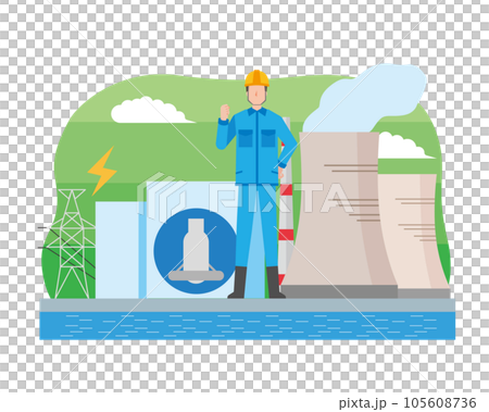 原子力発電と男性作業員 原子力発電と男性作業員 105608736