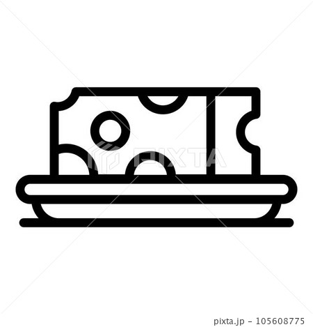 Cheese on plate icon. Outline cheese on plate vector icon for web design isolated on white background 105608775