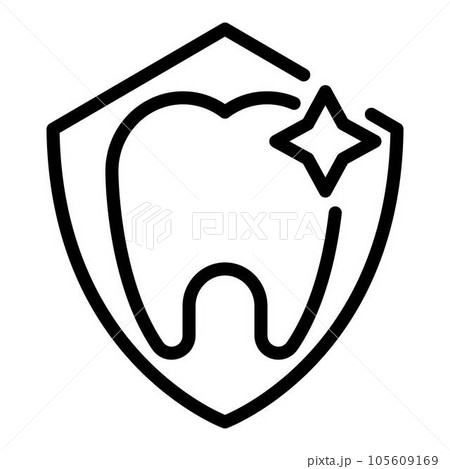 Shield dental icon. Outline shield dental vector icon for web design isolated on white background 105609169