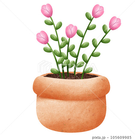 Potted plants painted with watercolors Potted plants painted with watercolors 105609985