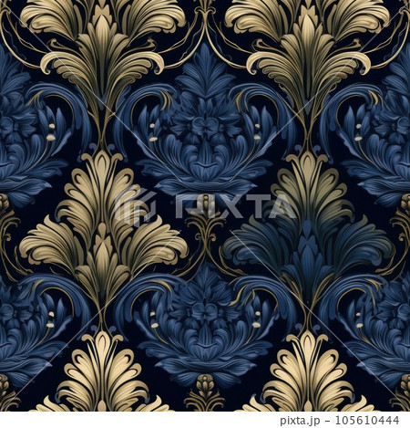 Seamless pattern with rich ornament and old Damascus style pattern for design of luxury products 105610444