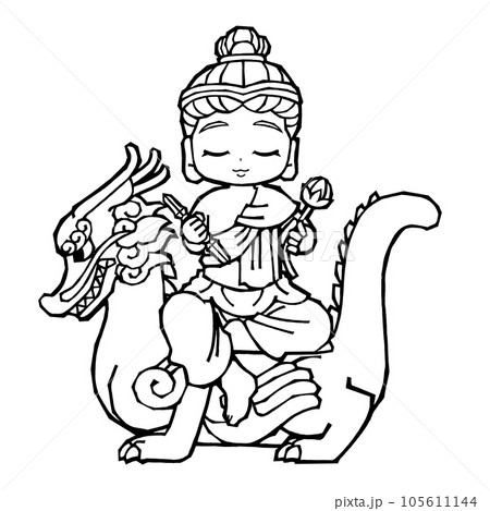 不動明王八大童子・阿耨達童子(モノクロ 不動明王八大童子・阿耨達童子(モノクロ 105611144