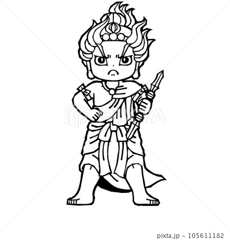 不動明王八大童子・烏倶婆伽童子（モノクロ 105611182