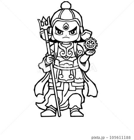 不動明王八大童子・指徳童子(モノクロ 不動明王八大童子・指徳童子(モノクロ 105611188