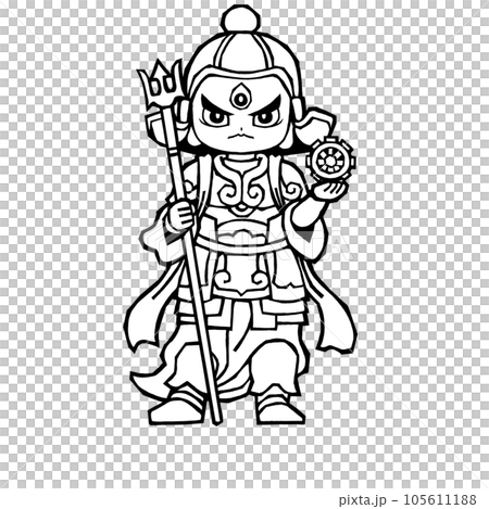 不動明王八大童子・指徳童子(モノクロ 不動明王八大童子・指徳童子(モノクロ 105611188