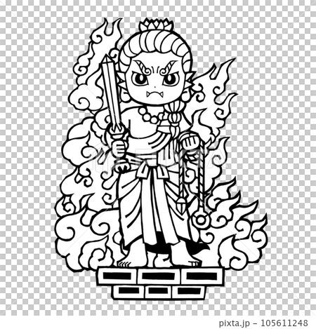 Fudo Myoo (standing statue, monochrome) 105611248