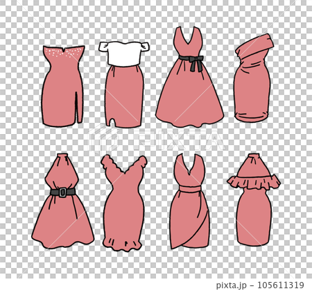 Red dress illustration set Red dress illustration set 105611319