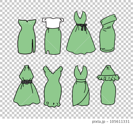緑のドレスのイラストセット 105611331