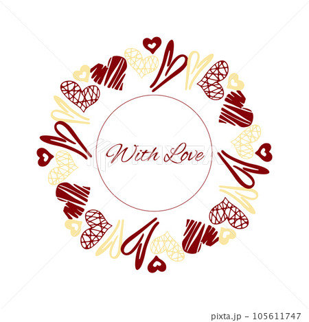 circular heart frame with lettering 105611747