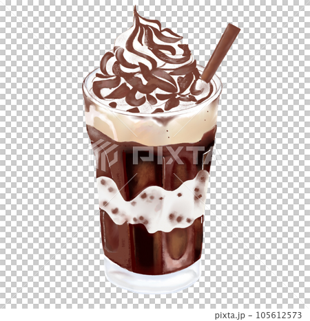Realistic Watercolor Illustration Of Iced Mocha Realistic Watercolor Illustration Of Iced Mocha 105612573
