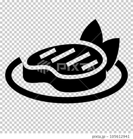 代表食物、牛排和西餐的填充風格圖標 代表食物、牛排和西餐的填充風格圖標 105612941