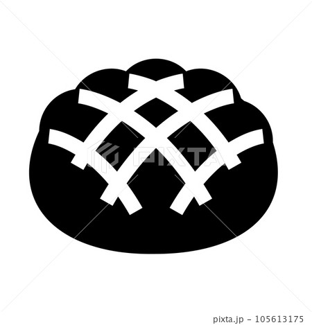 パン、メロンパンを表す塗りつぶしスタイルのアイコン パン、メロンパンを表す塗りつぶしスタイルのアイコン 105613175