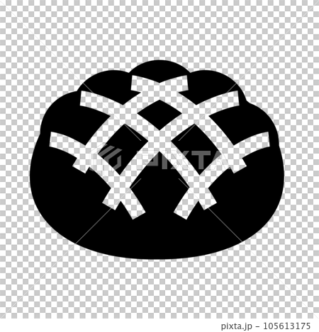 パン、メロンパンを表す塗りつぶしスタイルのアイコン パン、メロンパンを表す塗りつぶしスタイルのアイコン 105613175