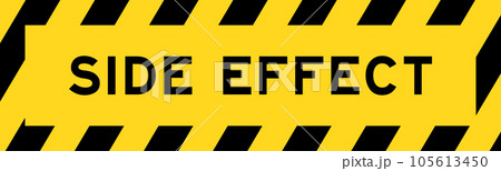 Yellow and black color with line striped label banner with word side effect 105613450