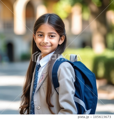 School girl best sale with backpack