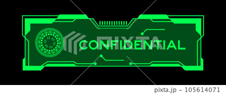 Green color of futuristic hud banner that have word confidential on user interface screen on black background 105614071